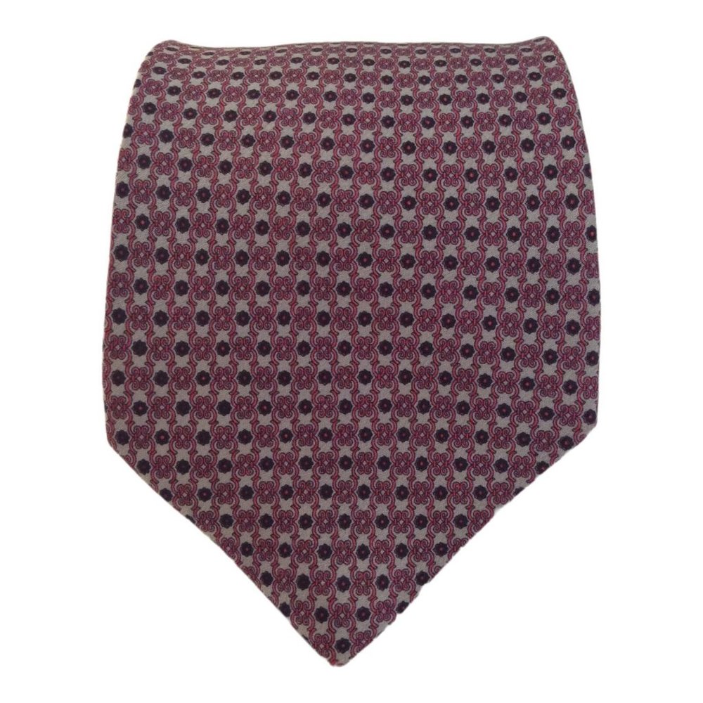STEFANO RICCI Red Geometric Silk Tie Italy 60"/3".3/4 EX COND